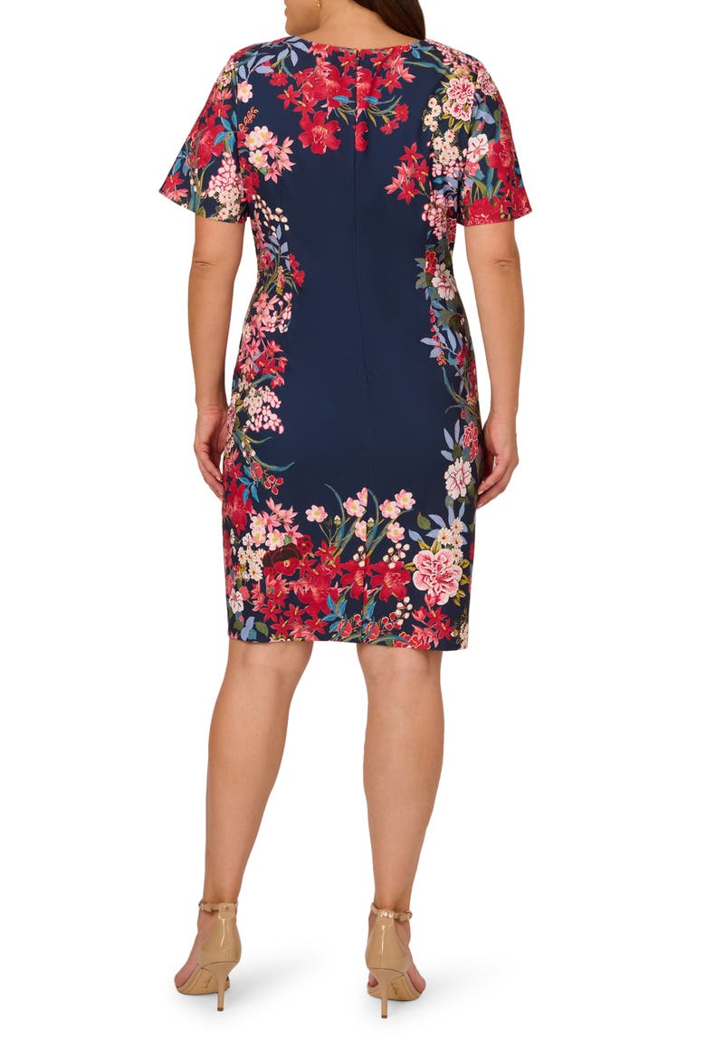 Floral Print Stretch Twill Sheath Dress, Alternate, color, NAVY MULTI
