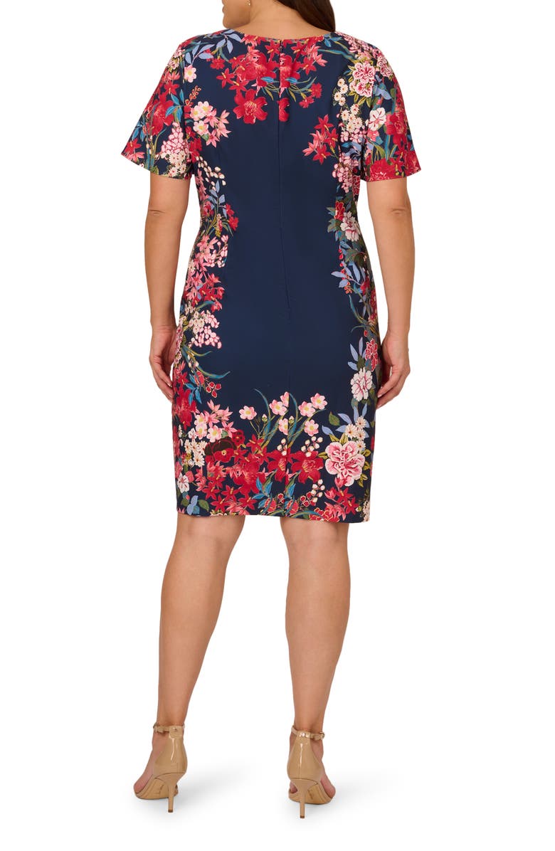 Adrianna Papell Floral Print Stretch Twill Sheath Dress, Alternate, color, 