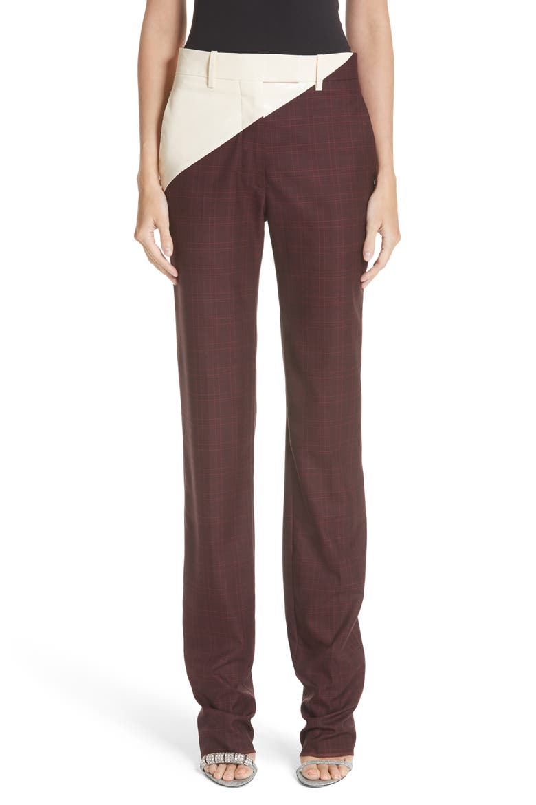 205W39NYC Coated Panel Wool & Silk Pants, Main, color, BURGUNDY BLACK RED CREAM