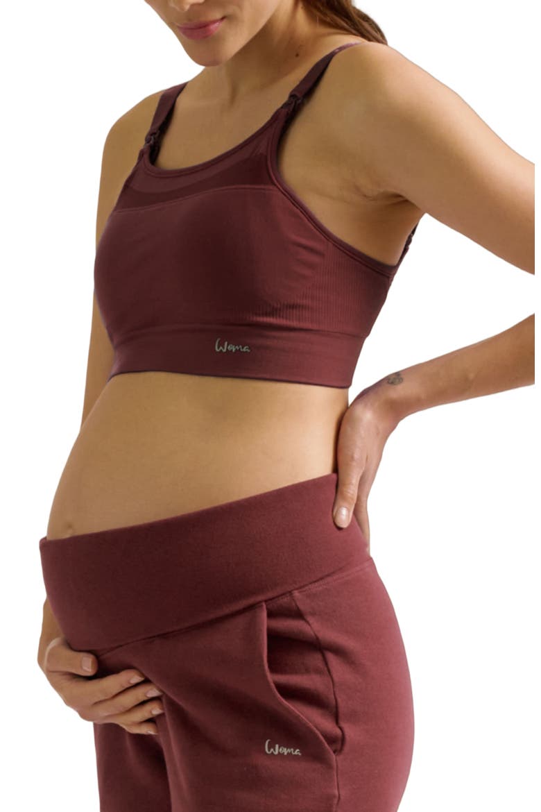 Woma maternity and nursing sports bra, Alternate, color, Plum