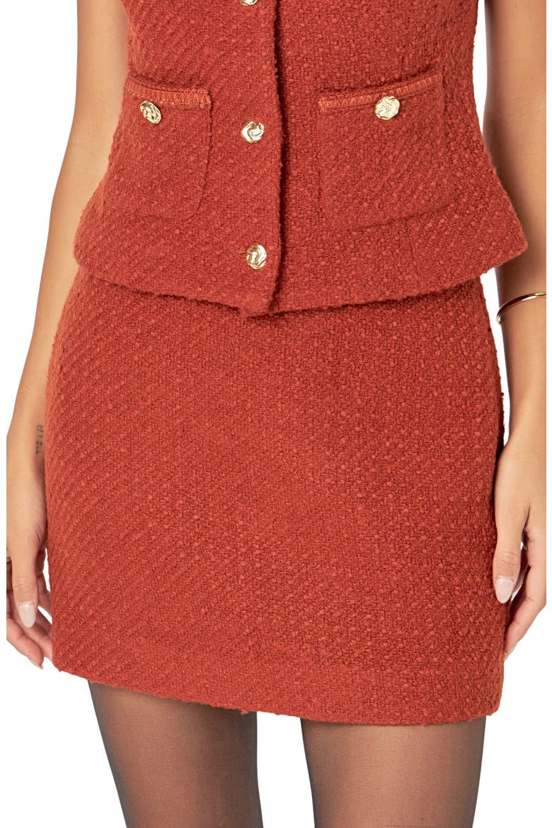 Tweed Miniskirt, Alternate, color, RUST