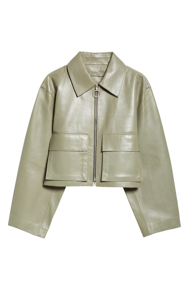 Stand Studio Gretel Boxy Crop Lambskin Leather Jacket, Alternate, color, 