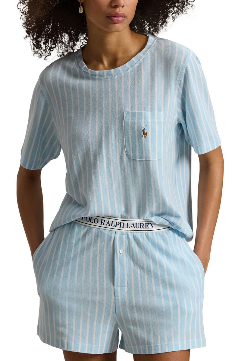 Polo Ralph Lauren Logo Pocket Cotton & Modal Short Pajamas, Alternate, color, Baltic Sea