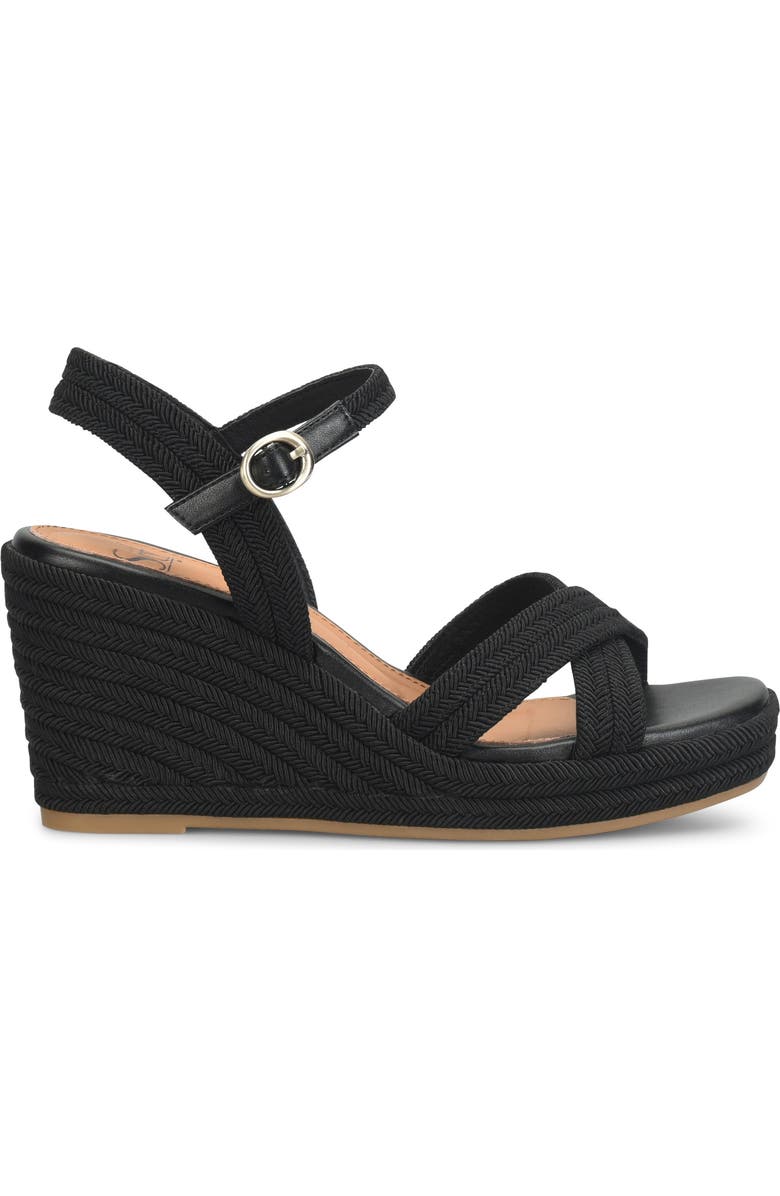 Söfft Newbury Espadrille Ankle Strap Platform Wedge Sandal, Alternate, color, Black