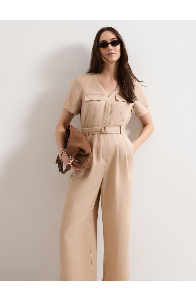 Phase Eight Daniela V-Neck Short Sleeve Jumpsuit, Alternate, color, Neutral