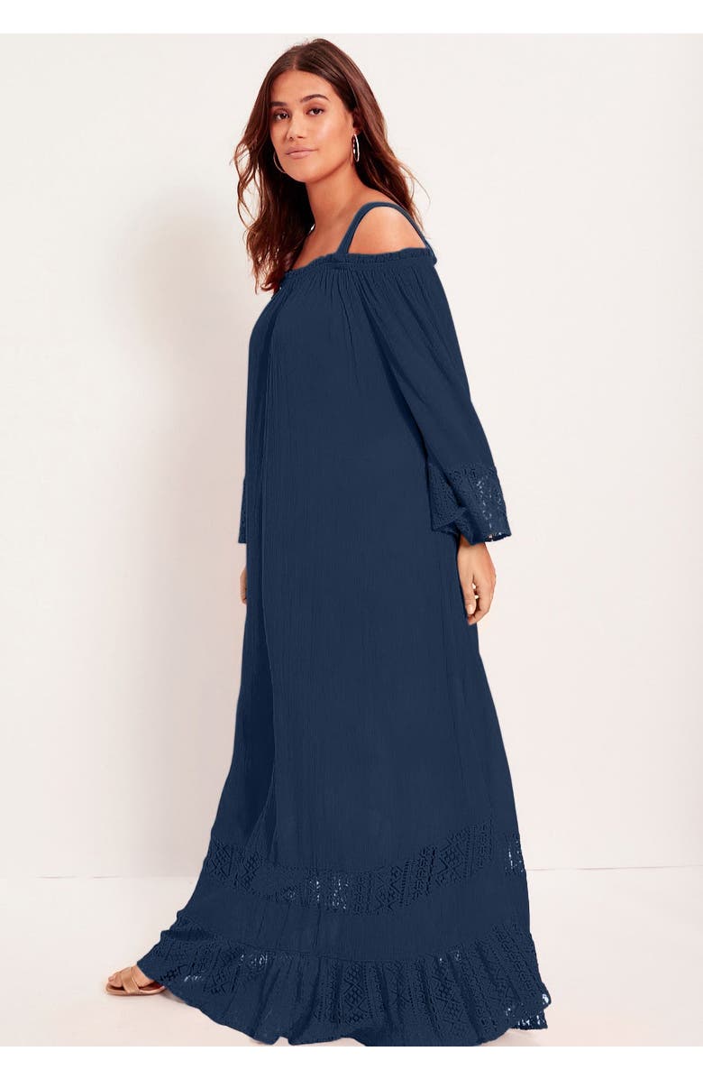 June + Vie Off-The-Shoulder Maxi Dress, Alternate, color, Black Onyx