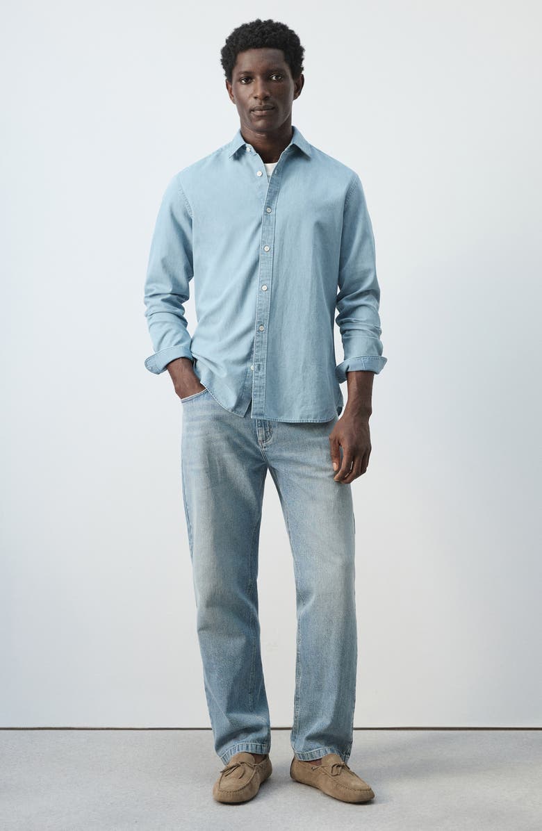 MANGO Denim Button-Up Shirt, Alternate, color, Light Blue