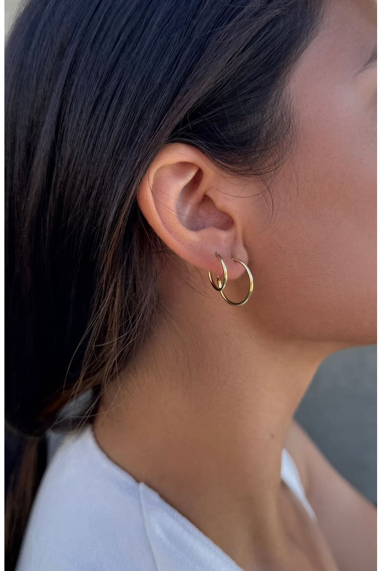 Set of 3 Assorted 925 Sterling Silver Hoop Earrings, Alternate, color, GOLD