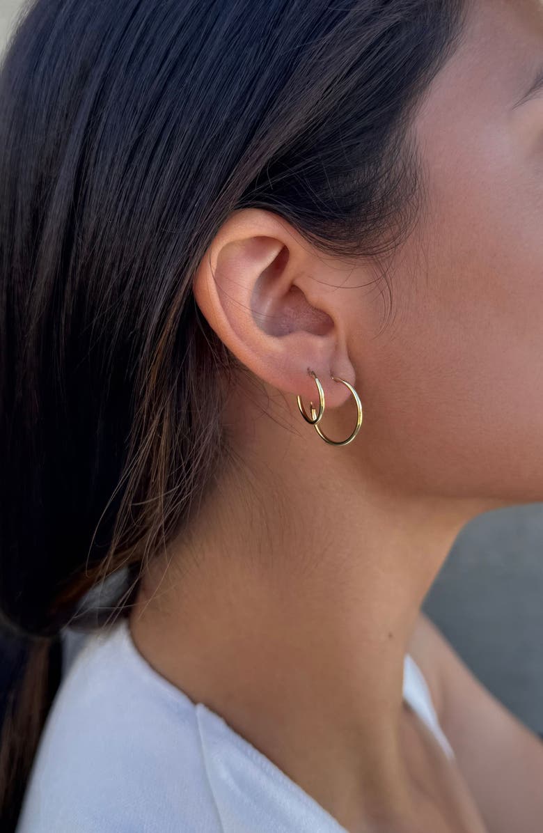 ADORNIA FINE Set of 3 Assorted 925 Sterling Silver Hoop Earrings, Alternate, color, Gold