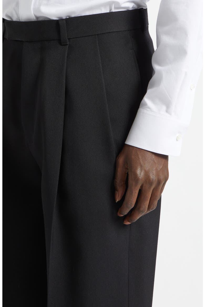 Pleated Cotton Pants, Alternate, color, BLACK