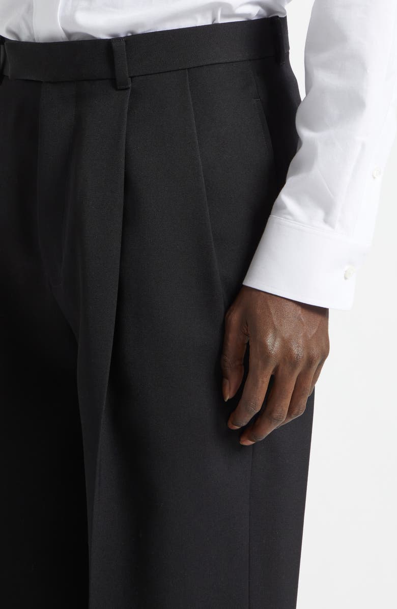 Givenchy Pleated Cotton Pants, Alternate, color, Black