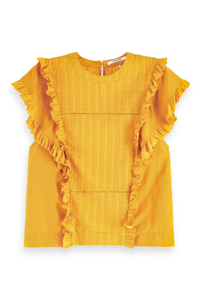 Ruffle Cotton & Silk Blouse, Alternate, color, MUSTARD
