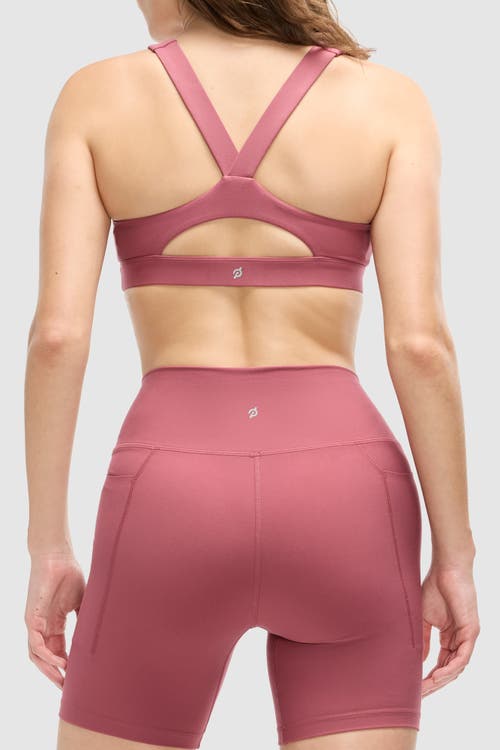 Peloton Cadent Mid Neck V Strap Bra In Roan Rouge