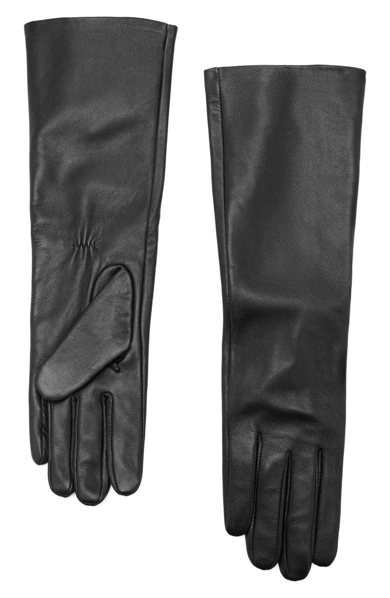 MANGO Long Leather Gloves, Main, color, 