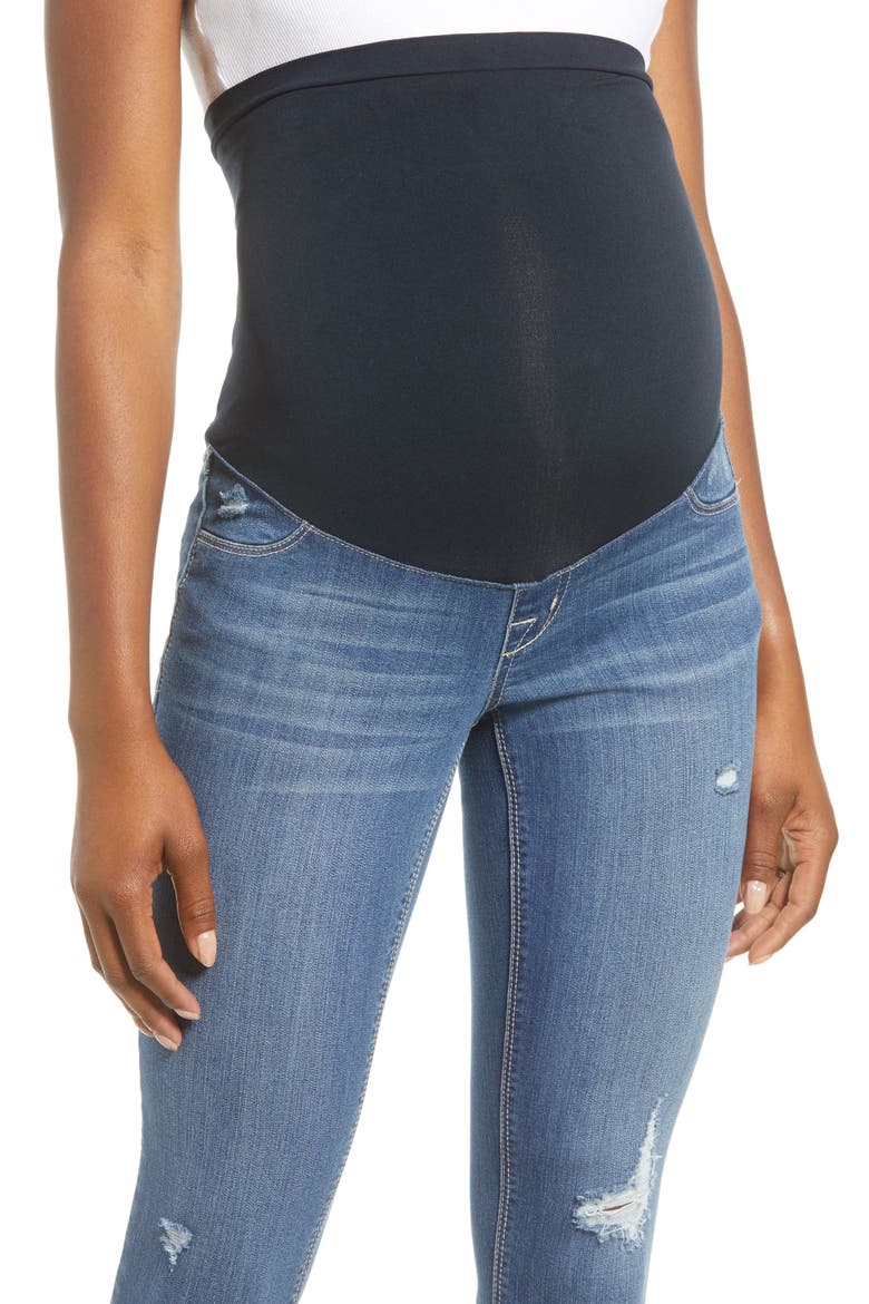 Distressed Ankle Maternity Skinny Jeans, Alternate, color, CHRISTINA
