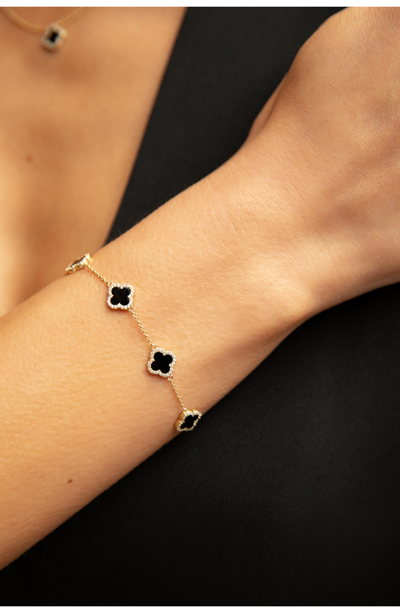 Electric Picks Mini Black Icon Clover Bracelet, Alternate, color, Black