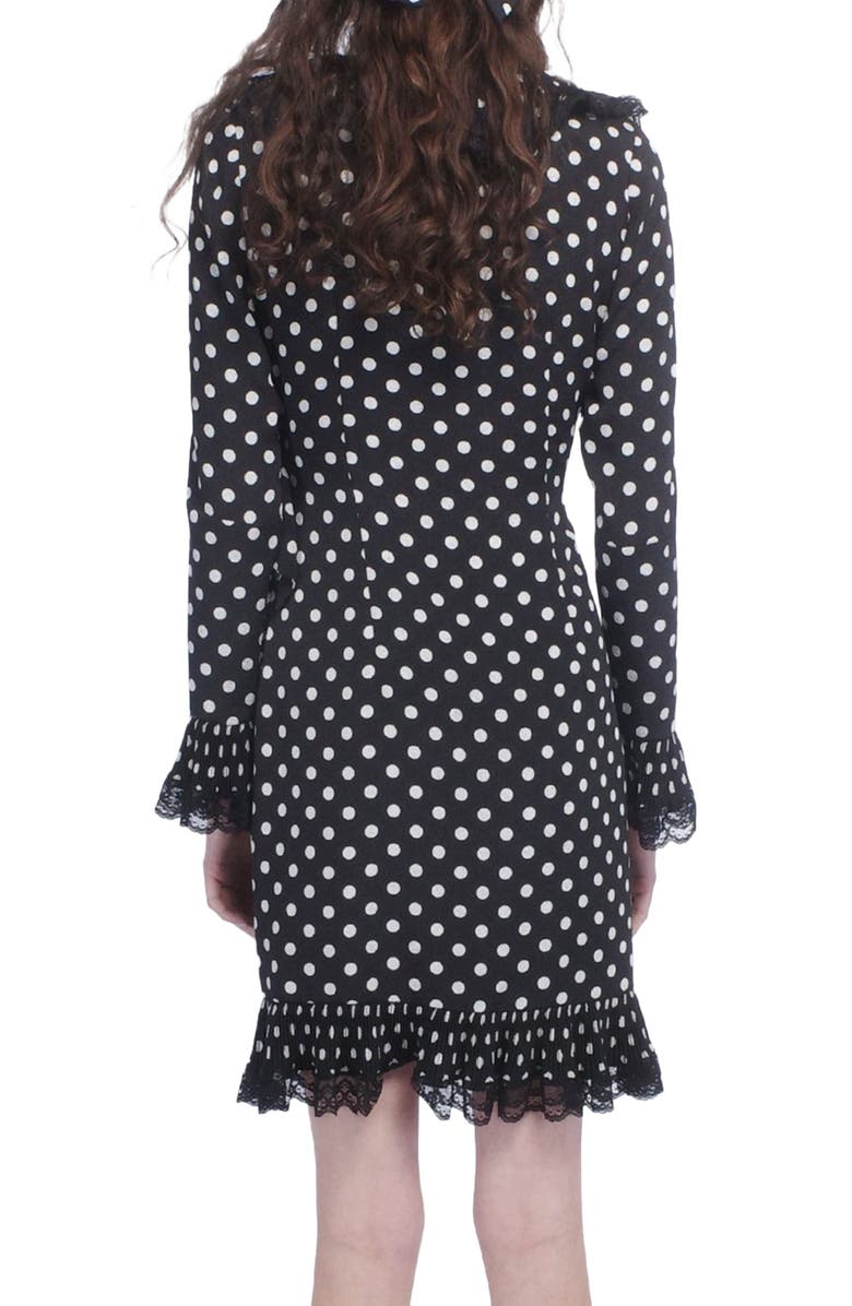 Anna Sui Polka Dot Pleated Wrap Dress, Alternate, color, Black Muti