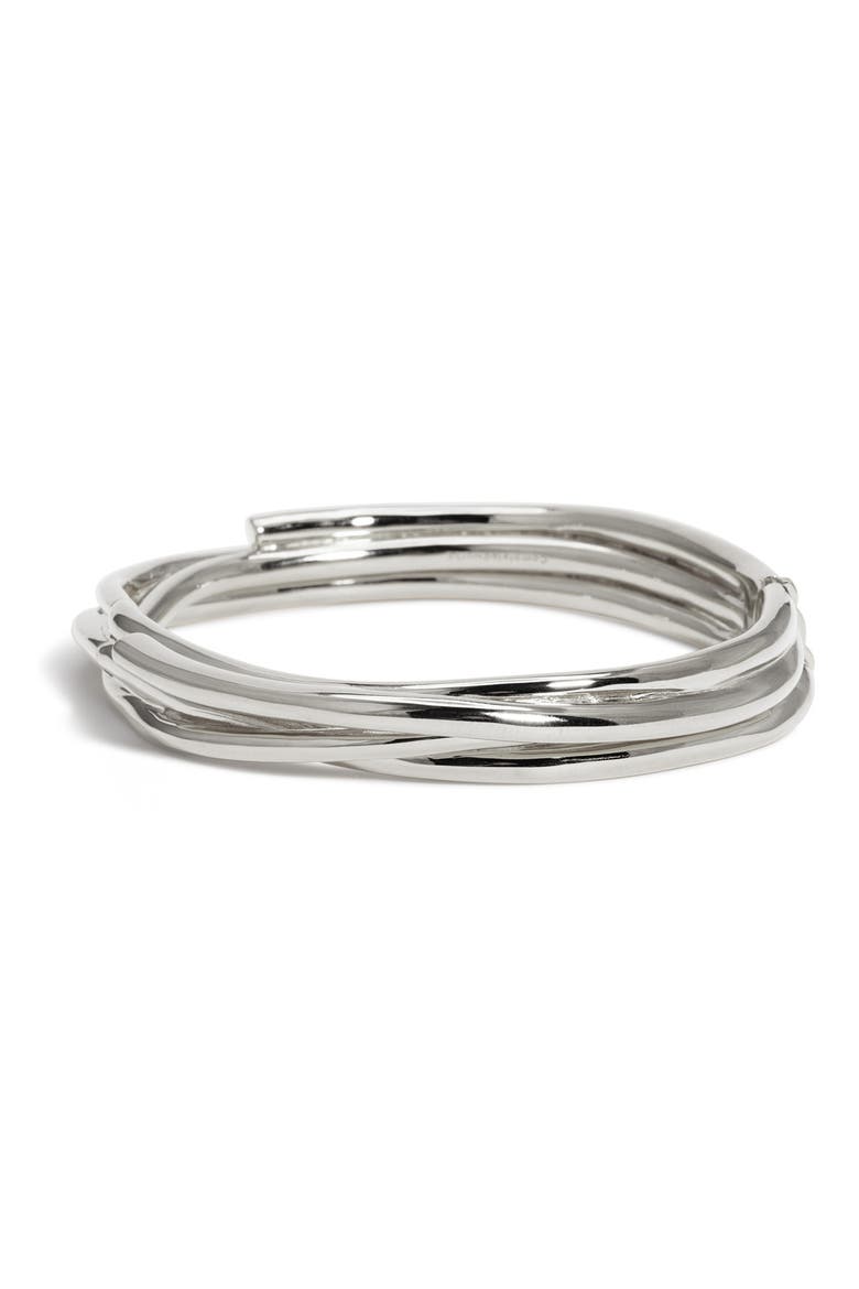 Coil Hinged Bangle, Alternate, color, SILVER PLATED