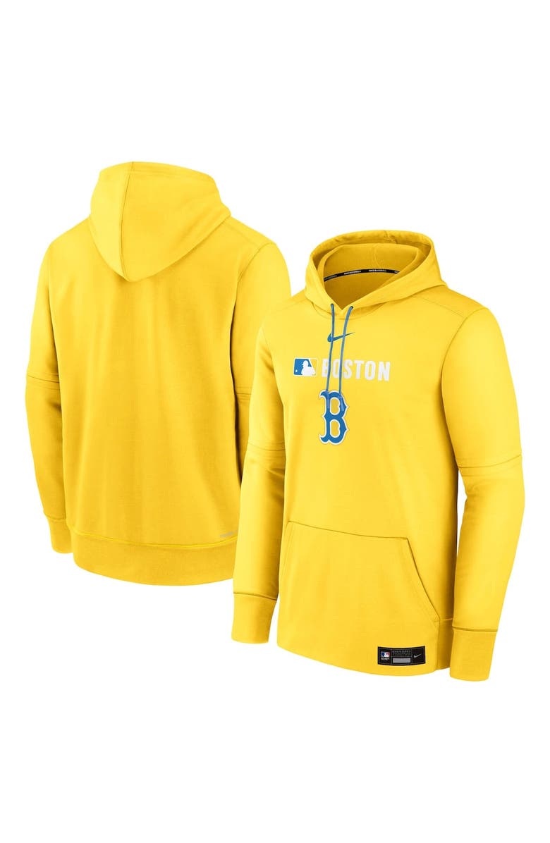 Nike Men's Nike  Gold Boston Red Sox Authentic Collection City Connect Therma Pullover Hoodie, Main, color, 