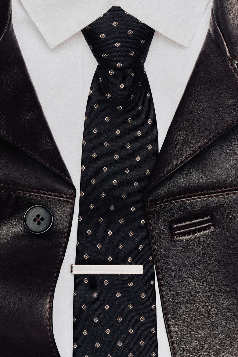 Silk-foulard Tie, Alternate, color, NAVY / PATTERNED