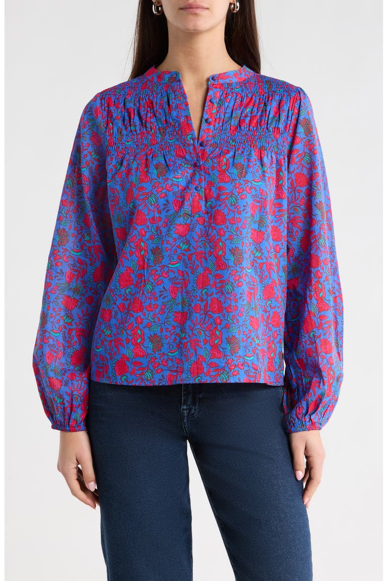 Tanya Floral Cotton Top, Main, color, BLUE-FUCHSIA