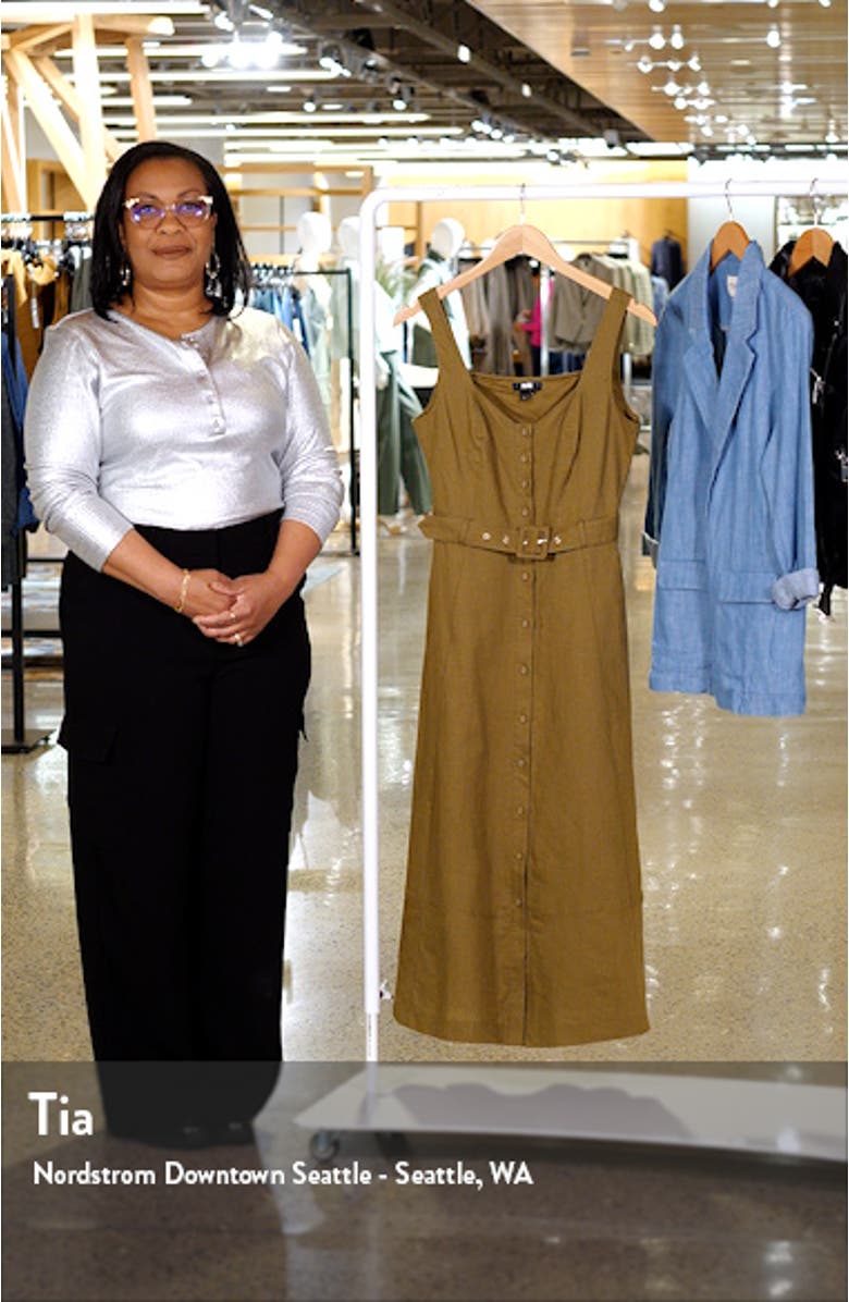 Arienne Sleeveless Belted Linen & Cotton Midi Dress, sales video thumbnail