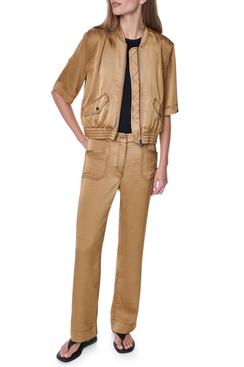 Contrast Stitch Bomber Jacket, Alternate, color, DUNE