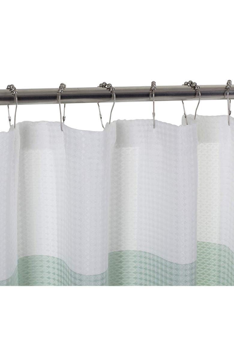 DAINTY HOME Shades Ombré Waffle Texture Shower Curtain, Alternate, color, Spa