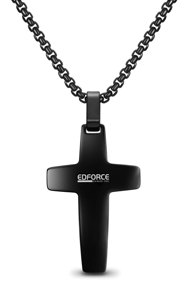 EDFORCE Men's Cross Pendant Necklace, Alternate, color, Black