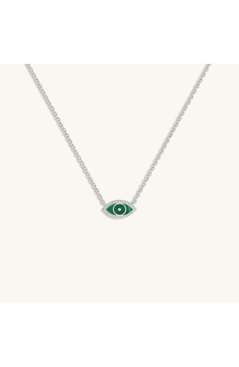 Karma and Luck Enduring Peace Evil Eye Malachite Silver Necklace, Main, color,