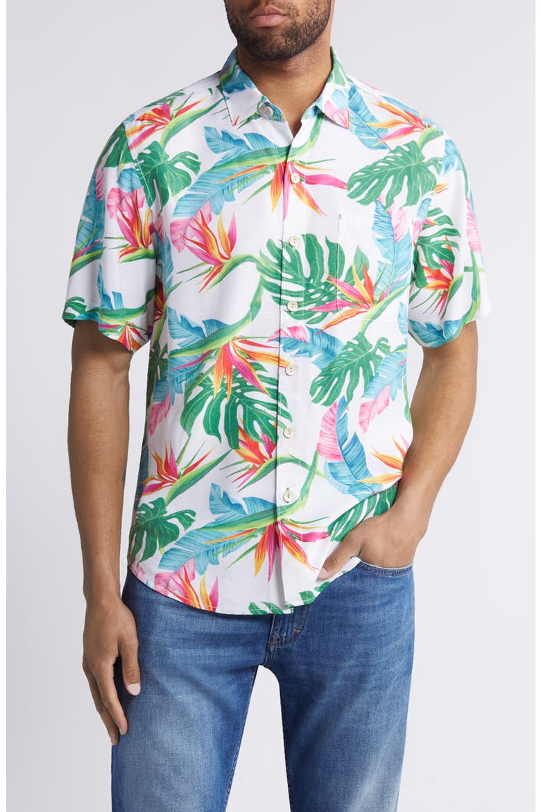Veracruz Cay Tropic Toss Short Sleeve Button-Up Shirt, Main, color, WHITE