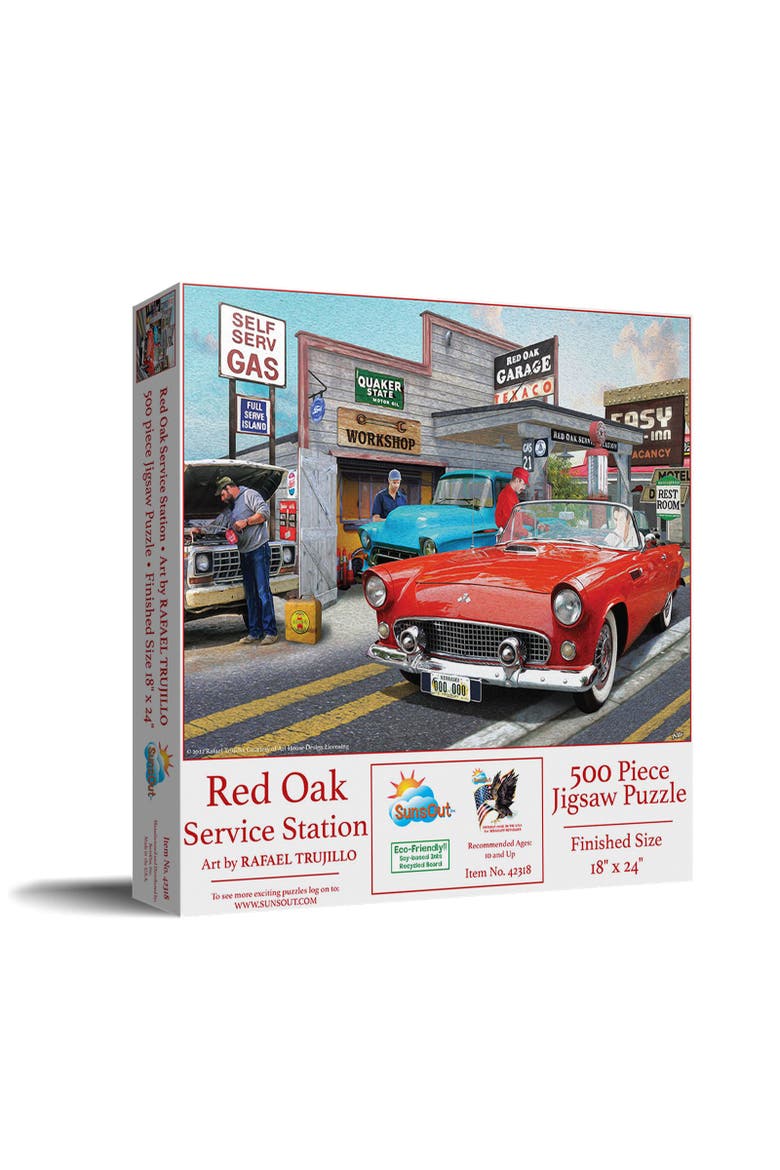 Red Oak Service Station 500 piece Jigsaw Puzzle for Adults, Main, color, Multicolor