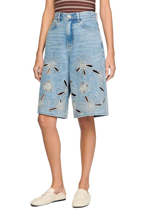 Embroidered Bermuda shorts