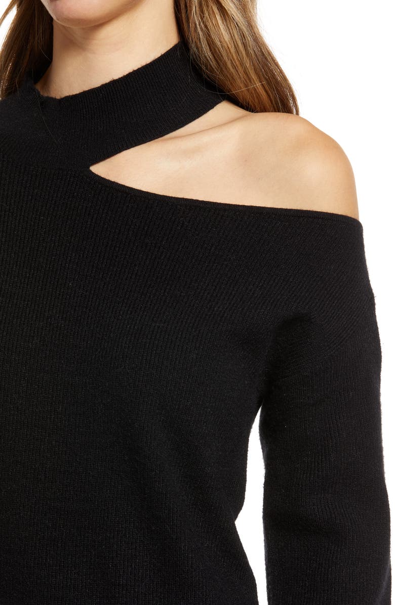 Halogen<sup>®</sup> Cutout Shoulder Long Sleeve Sweater Dress, Alternate, color, 