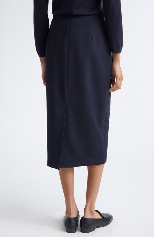 Max Mara Otre Stretch Wool Midi Skirt In Blue