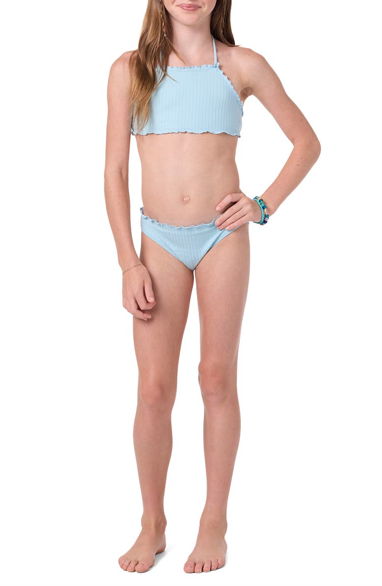 O'Neill Kids' Shore Break Rib Ruffle Two-Piece Swimsuit, Alternate, color, Stratosphere