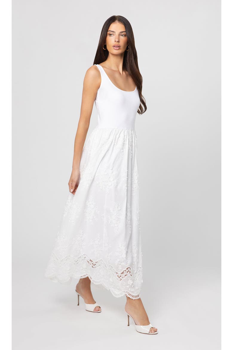 Leann 3D Voile Combo Midi Dress, Alternate, color, White