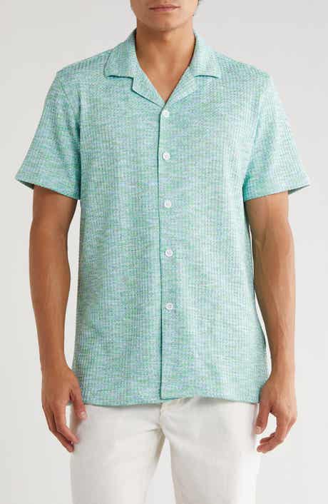 T.R. PREMIUM Mélange Short Sleeve Button-Up Shirt