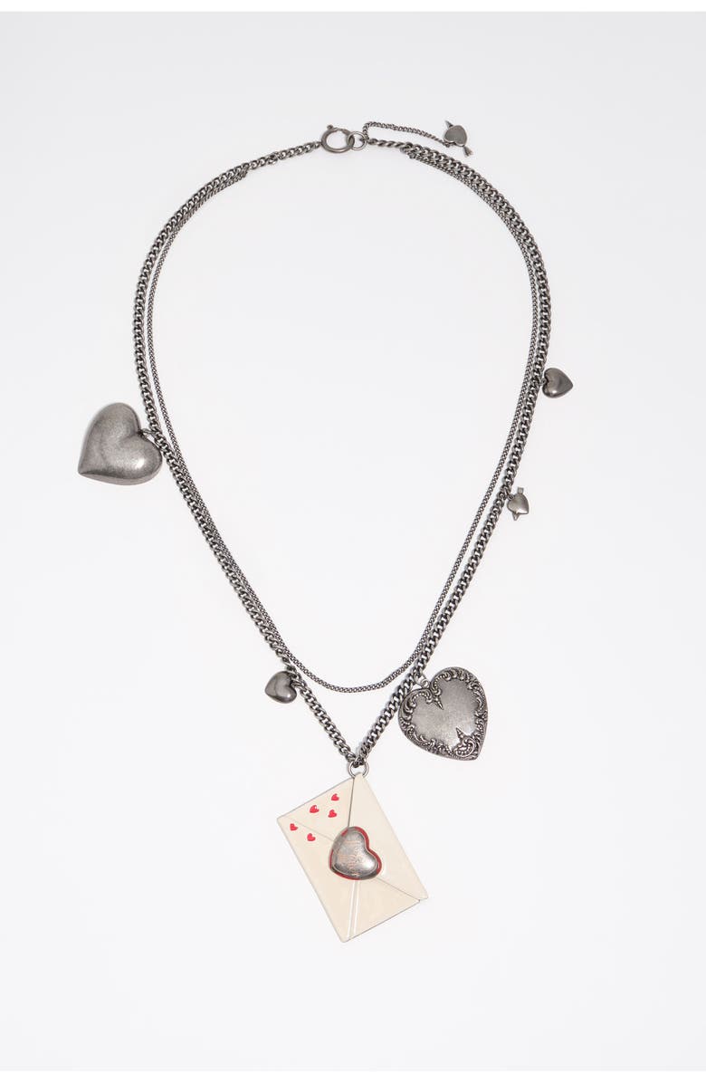 Bimba y Lola Aged Love Letter Necklace, Main, color, Dark Silver