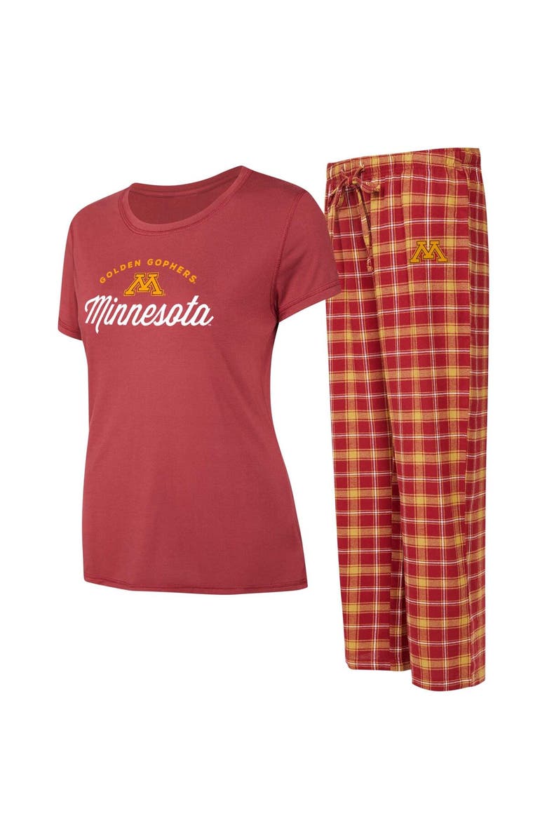CONCEPTS SPORT Women's Concepts Sport Maroon/Gold Minnesota Golden Gophers Arctic T-Shirt & Flannel Pants Sleep Set, Main, color, 