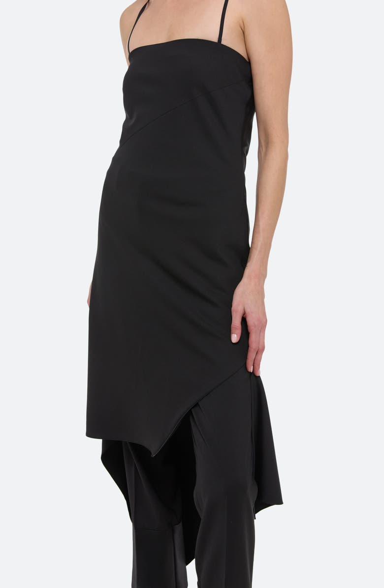 Helmut Lang Asymmetric Hem Wool Dress, Alternate, color, Black