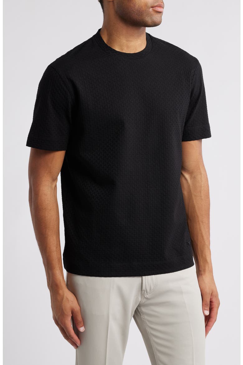 Basket Weave Jacquard T-Shirt, Main, color, SOLID BLACK
