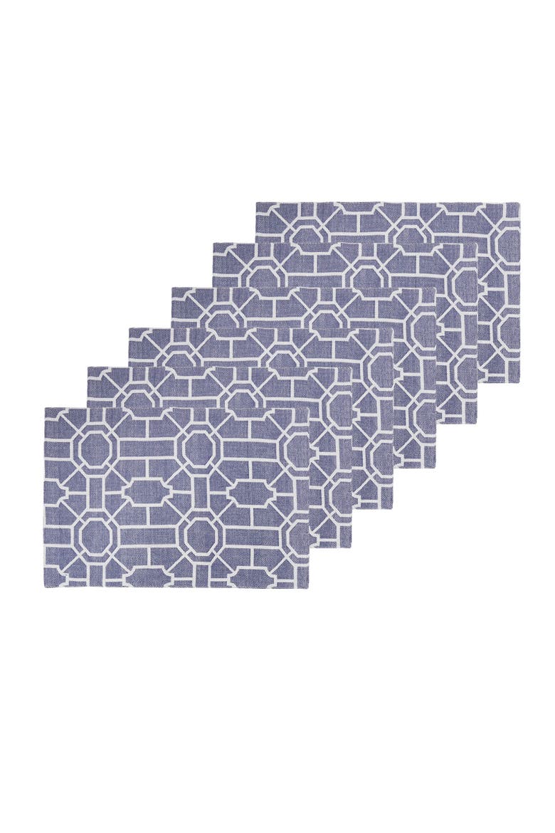 Trellis Placemats Set of 6, Alternate, color, Blue