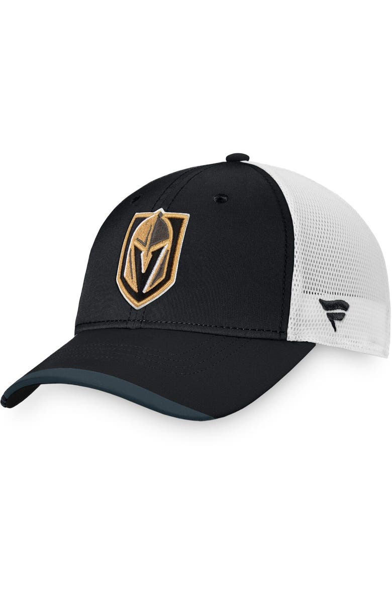 FANATICS Men's Fanatics Branded Black/White Vegas Golden Knights Authentic Pro Team Locker Room Trucker Snapback Hat, Main, color, 
