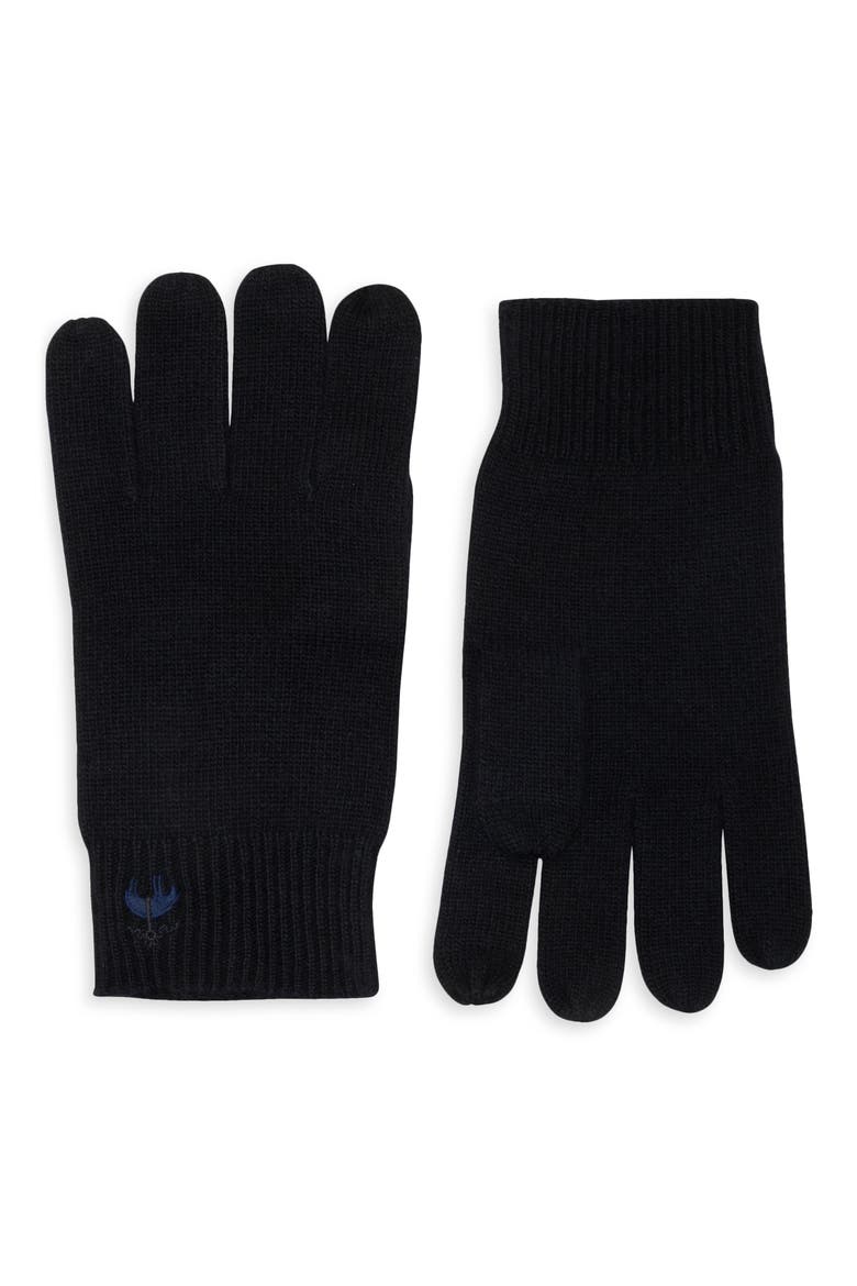 Wool Blend Rib Knit Gloves, Main, color, BLACK