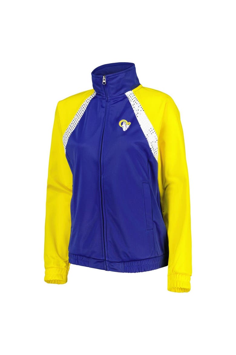 Women's G-III 4Her by Carl Banks Royal/Gold Los Angeles Rams Confetti Raglan Full-Zip Track Jacket, Alternate, color, Royal