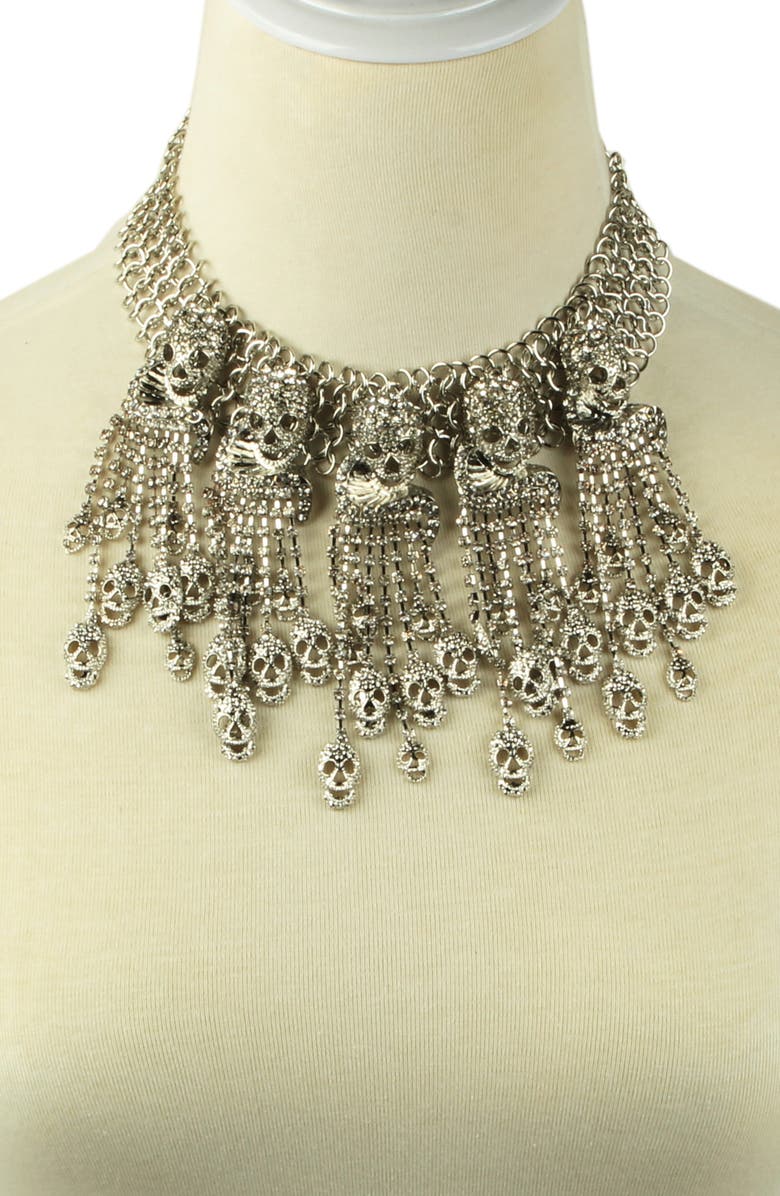 EYE CANDY LOS ANGELES Luna Skull Statement Necklace, Alternate, color, 