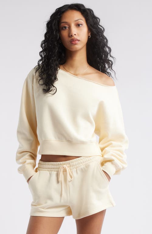 Bp. Fleece Detail Off The Shoulder Sweatshirt In Neutral