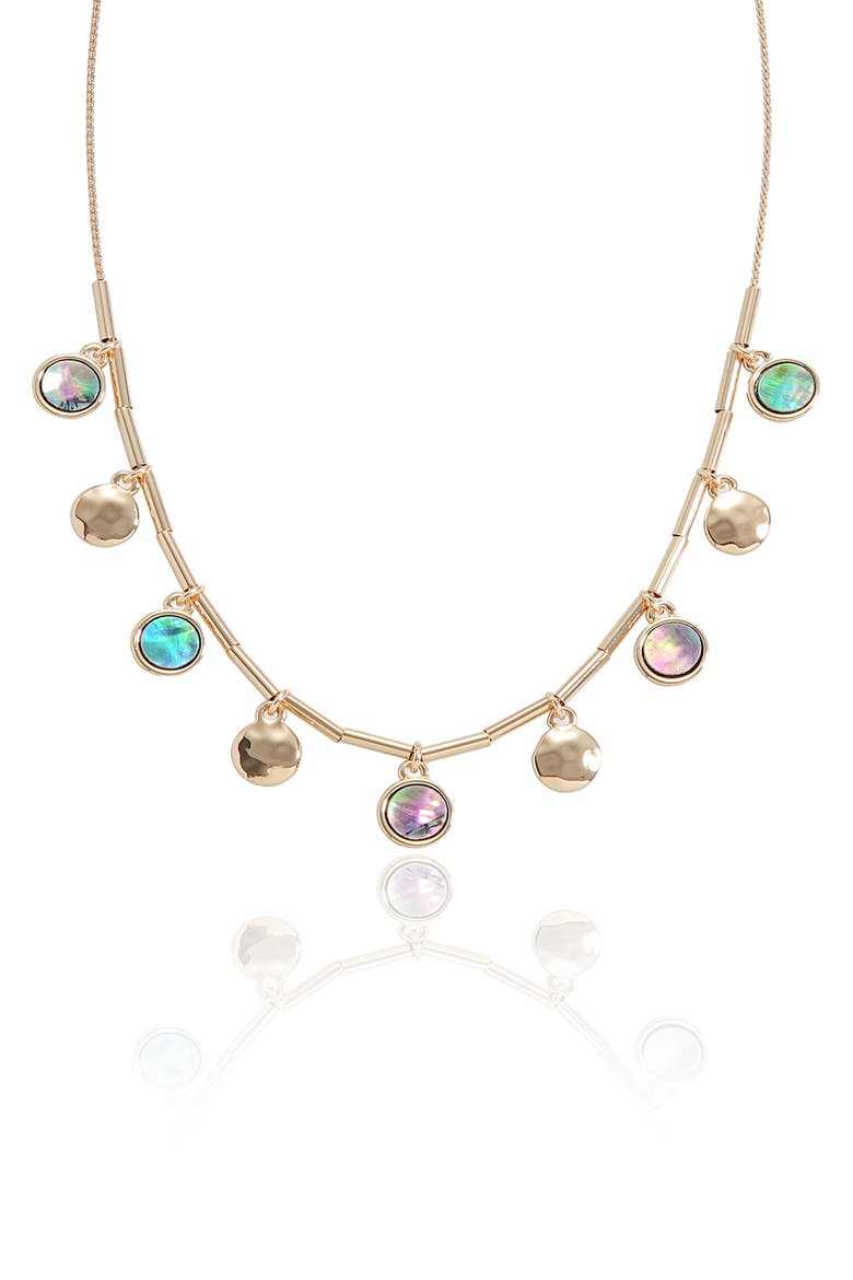 Abalone Disc Charm Frontal Necklace, Alternate, color, GOLD