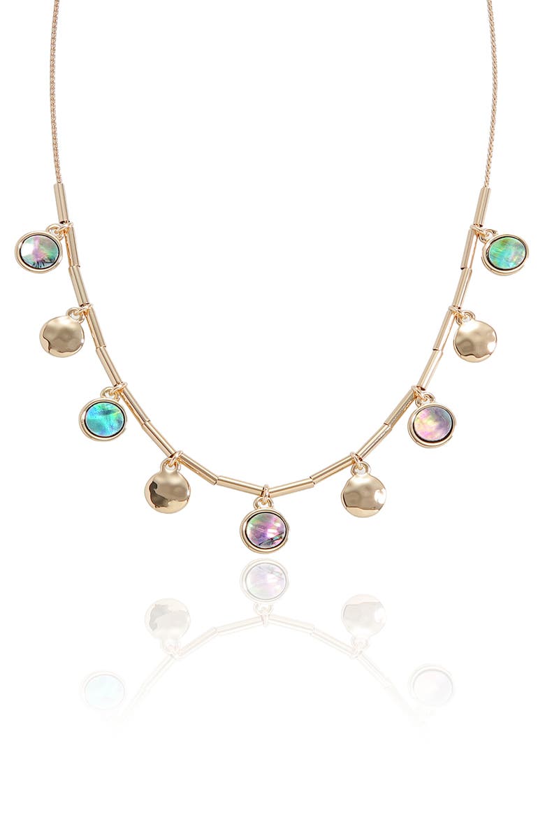 Ettika Abalone Disc Charm Frontal Necklace, Alternate, color, Gold
